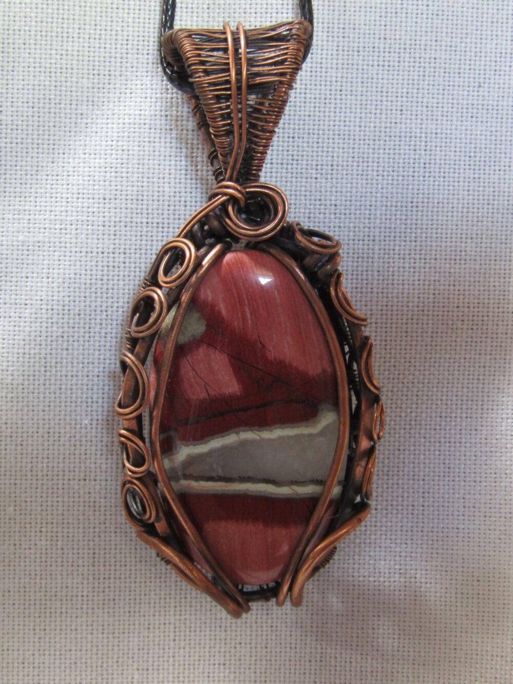 Noreena Jasper Crystal Wire Wrapped Necklace. Handmade with Copper wire